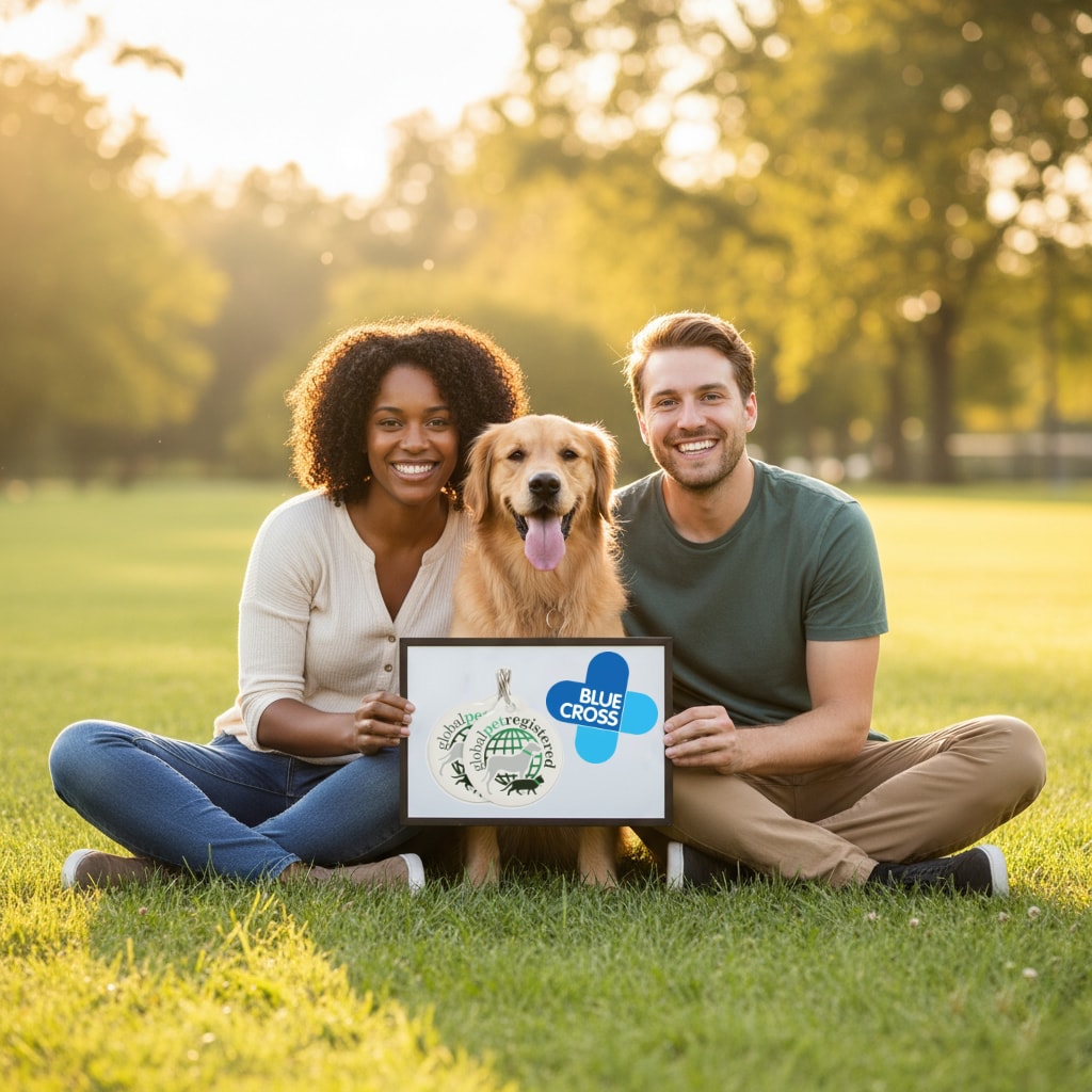 Happy family with their dog celebrating Gotcha Day